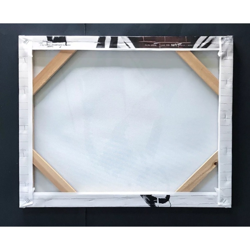 Banksy Print Sweep It Under The Carpet Wood Mounted Stretched Canvas 19.5 x 15.5 - Picture 2 of 3
